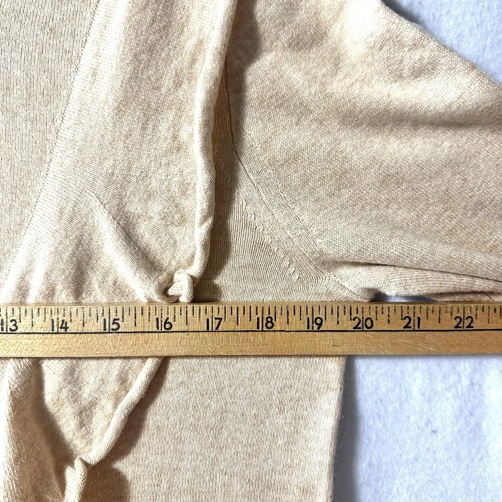J.Crew Mercantile L Large‎ Ruffle Sweater Wool Tan Beige Oatmeal Chic Minimal